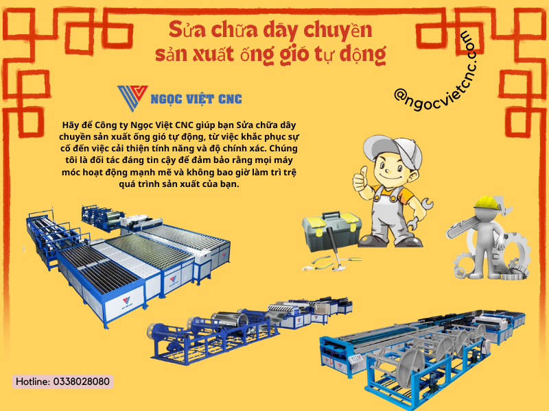 Sửa chữa dây chuyền sản xuất ống gió tự động